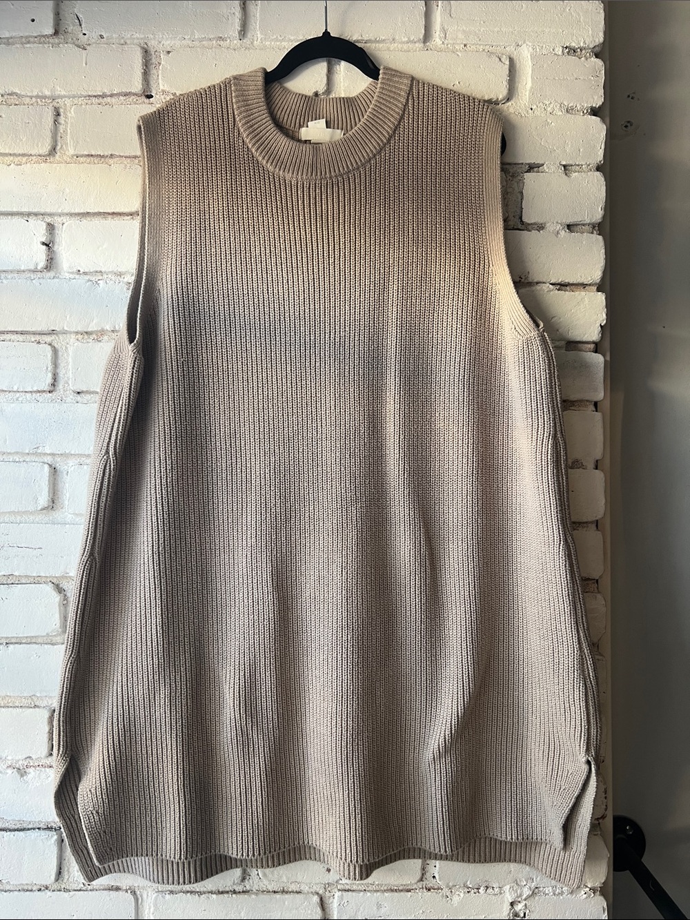 H&M ribbed vest knitSleeveless Knit Tunic Top — Beige